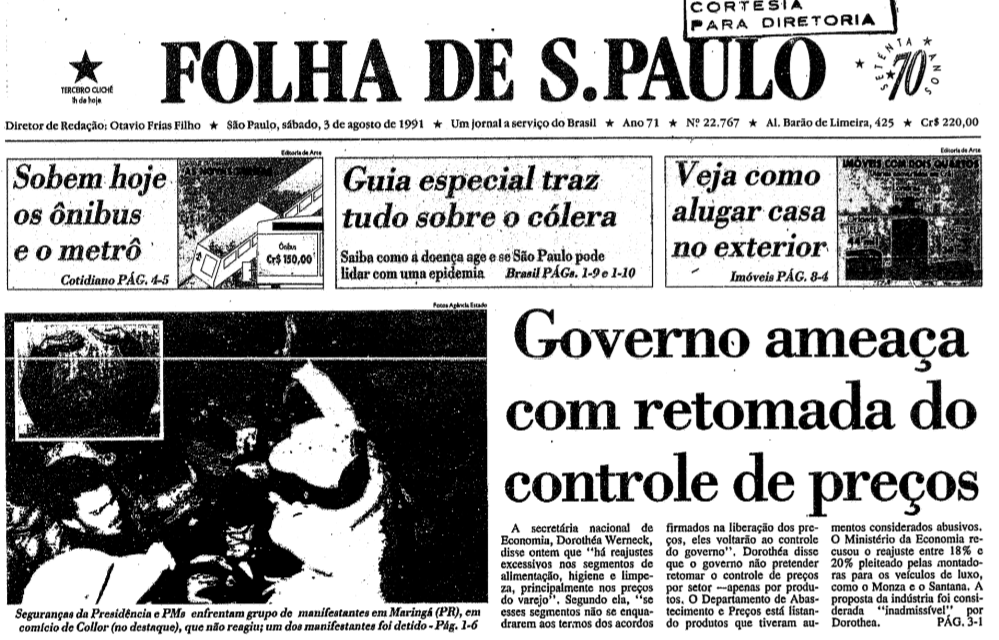 Maringá foi sede da primeira manifestação contra Collor - 1991