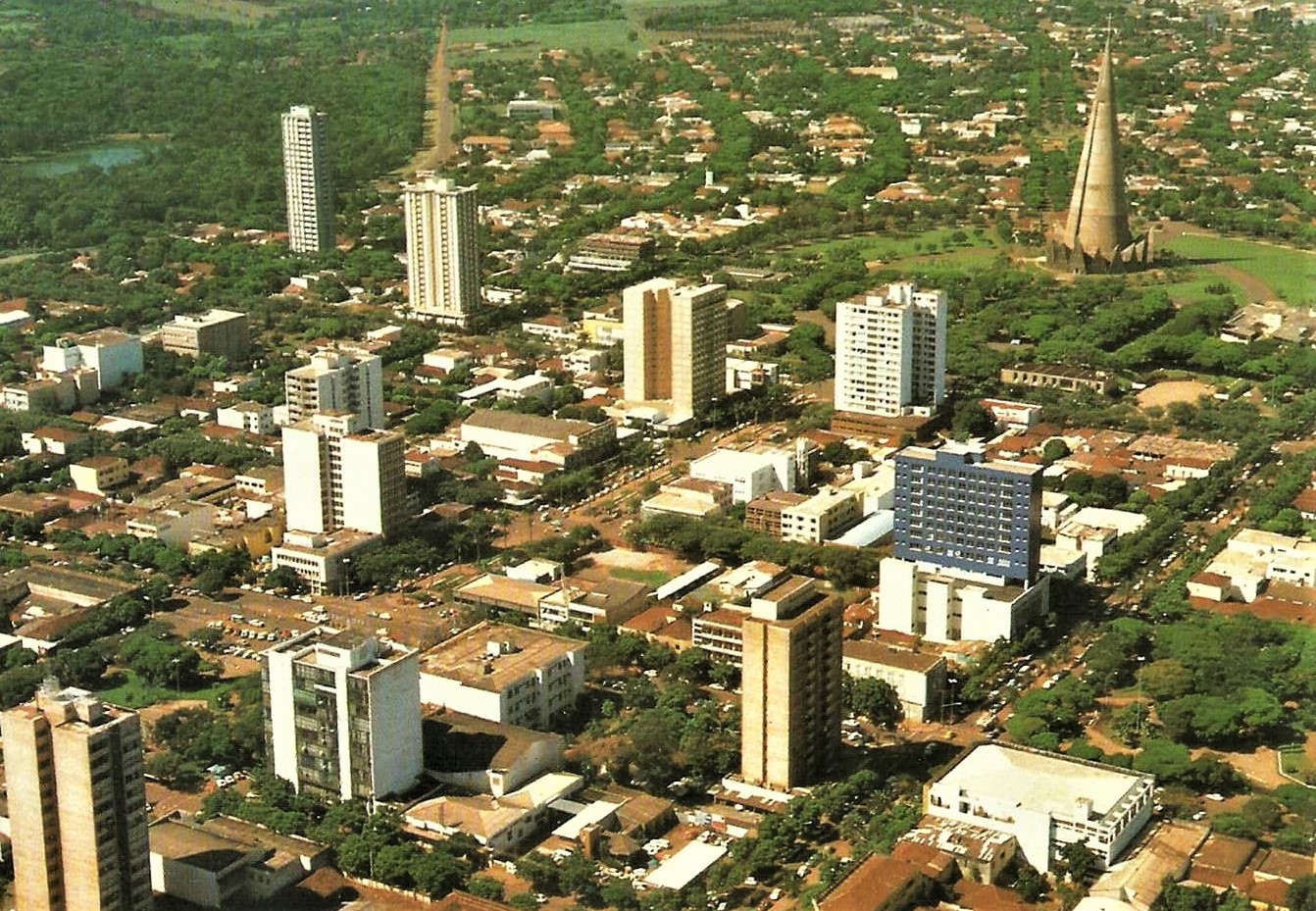 Vista aérea do Centro - Anos 1980