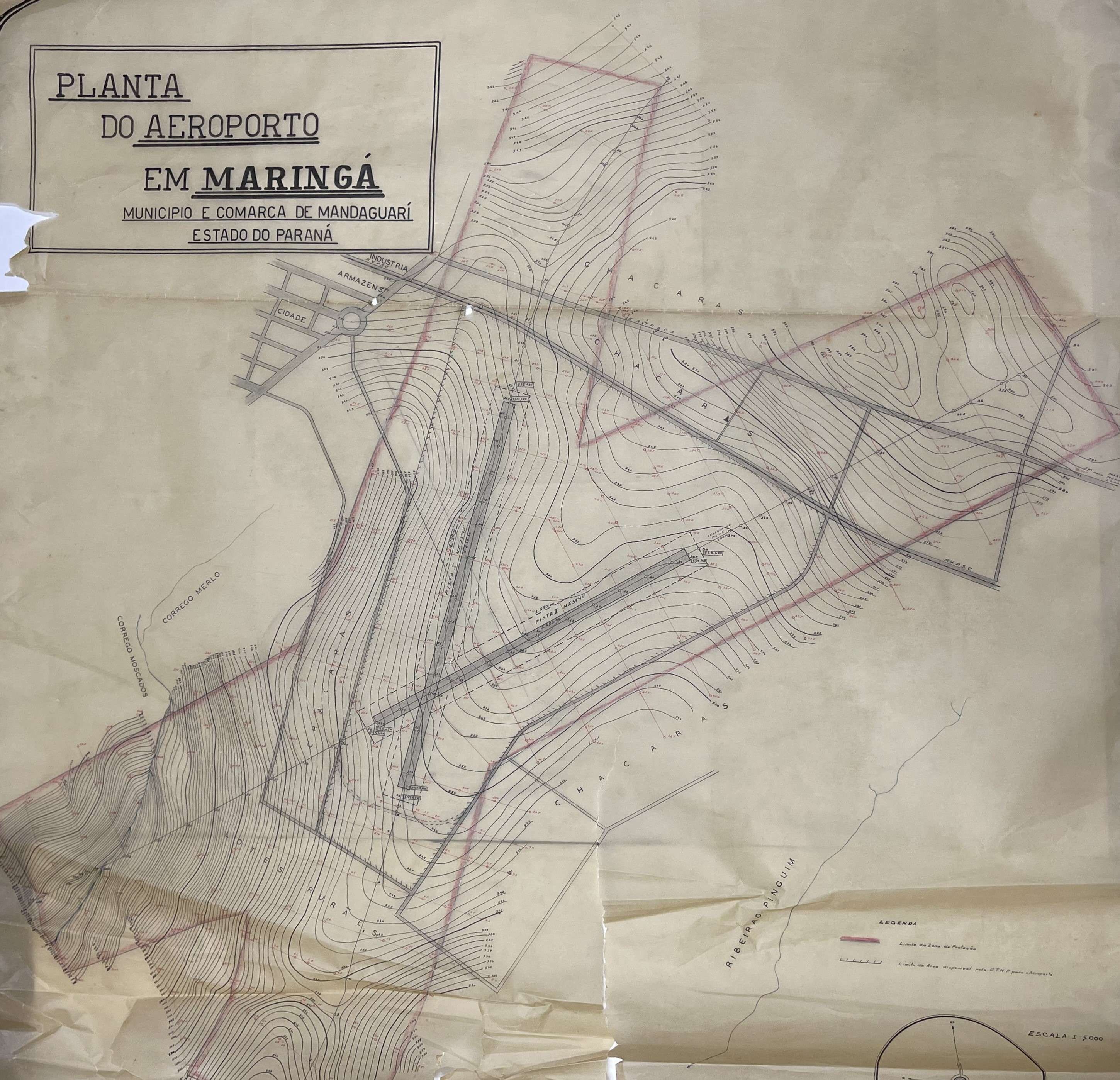 Planta das pistas do aeroporto de Maringá - Década de 1940