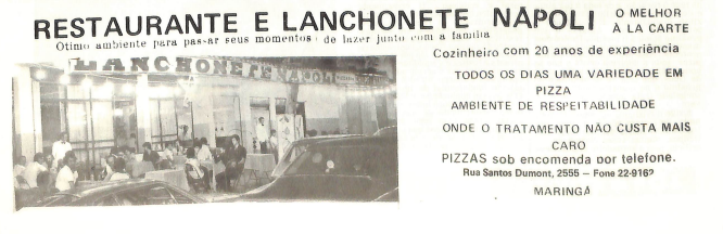 Publicidade da Lanchonete e Restaurante Napoli - 1980