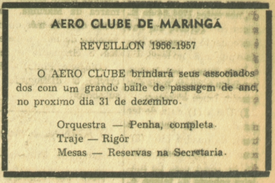 Programação social do Aeroclube - 1954