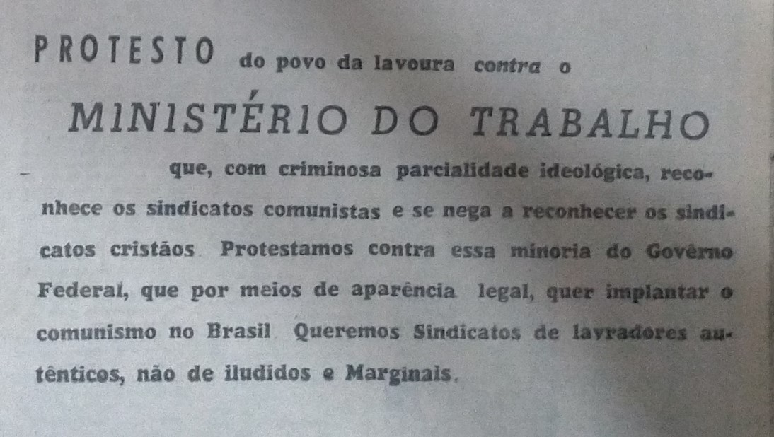 Divulgação da Frente Agrária Paranaense - 1961