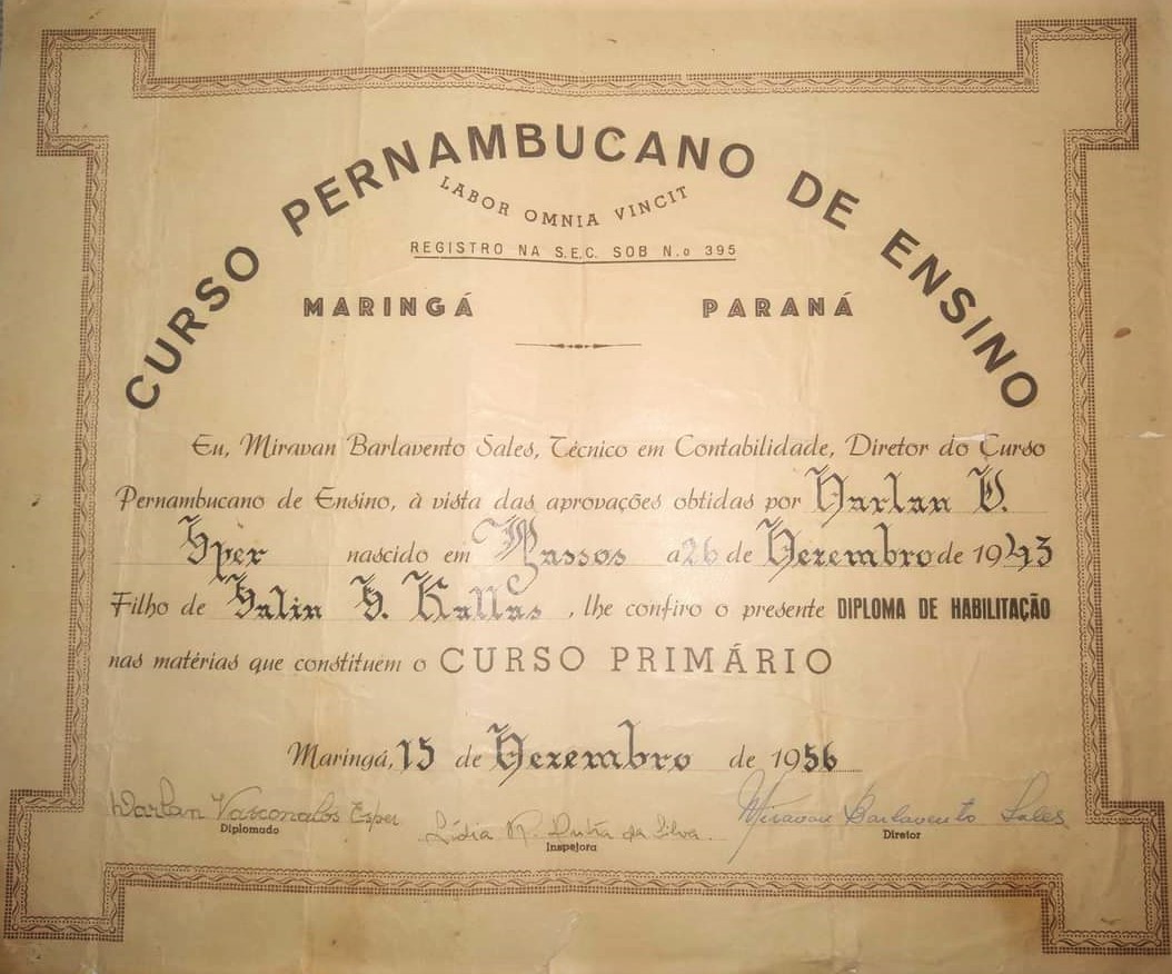 Diplomas do Curso Pernambucano de Ensino - 1956