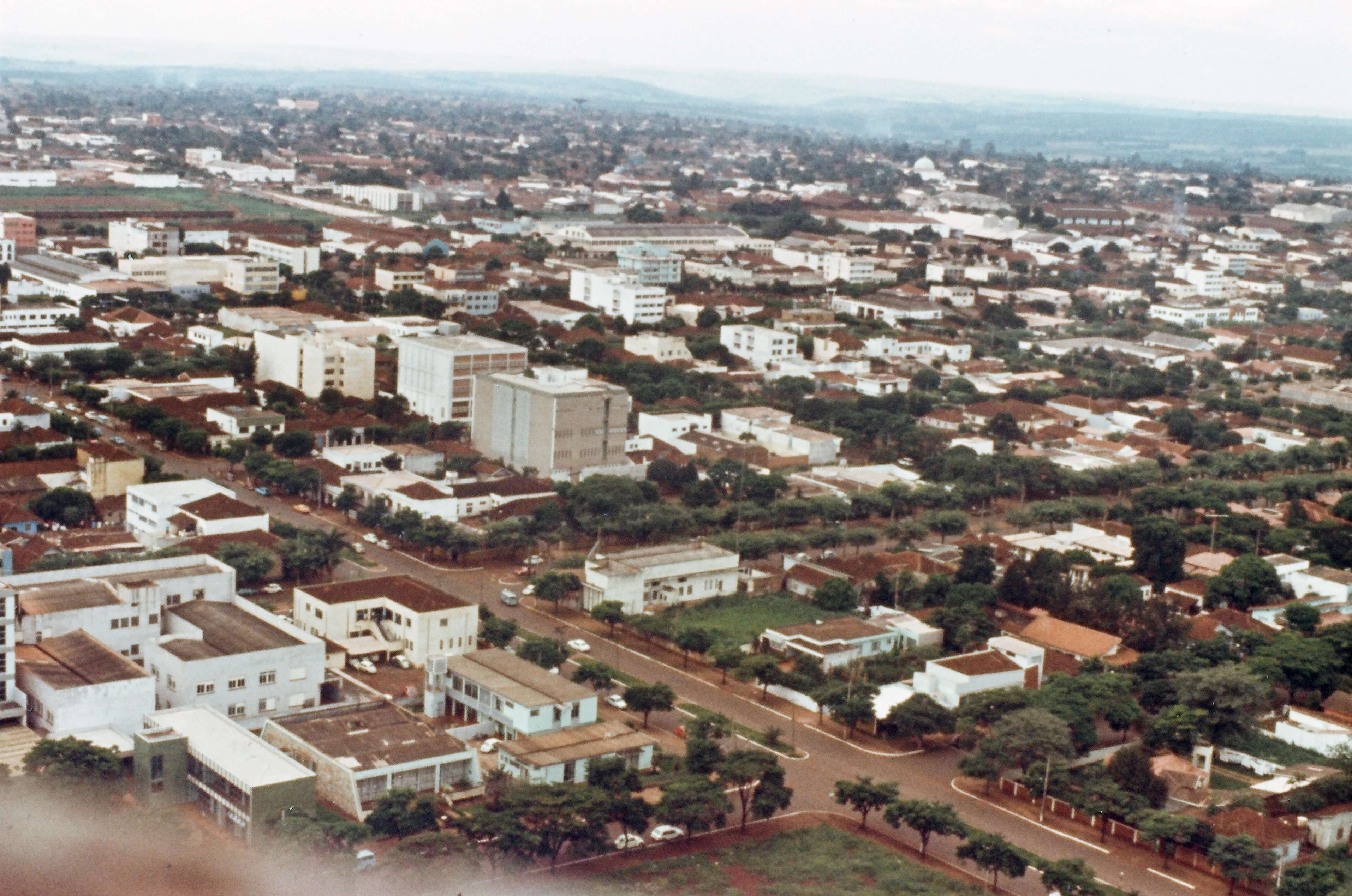 Vista aérea da região central - Anos 1970