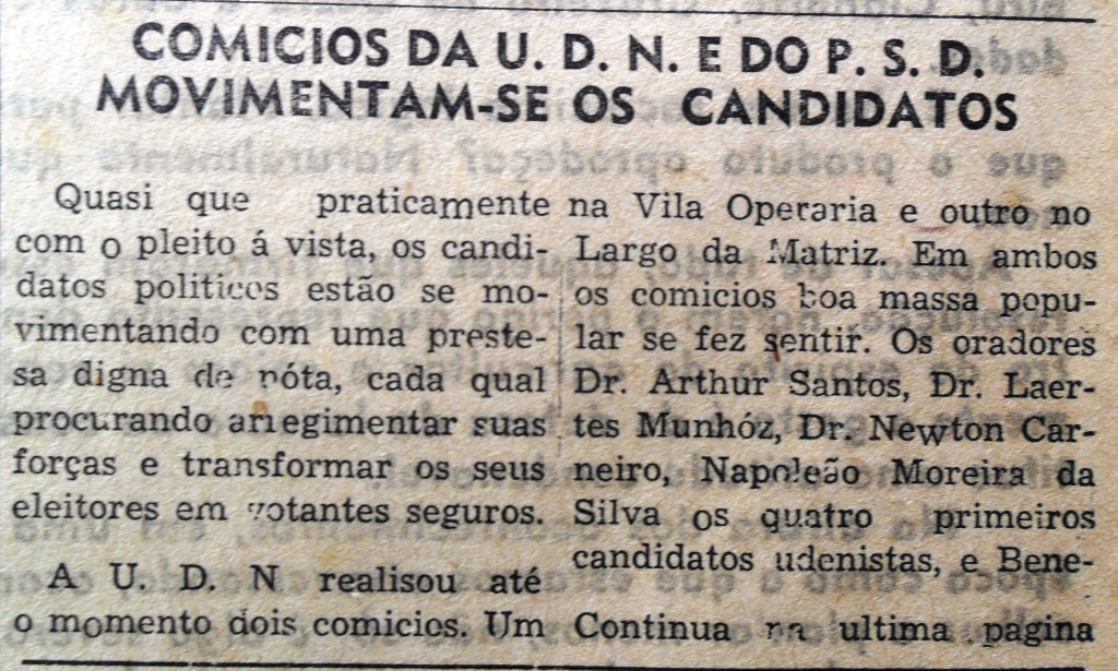 Comícios que movimentaram Maringá - 1954