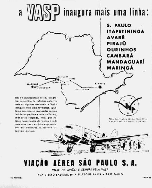 VASP começa a operar em Maringá - Década de 1950