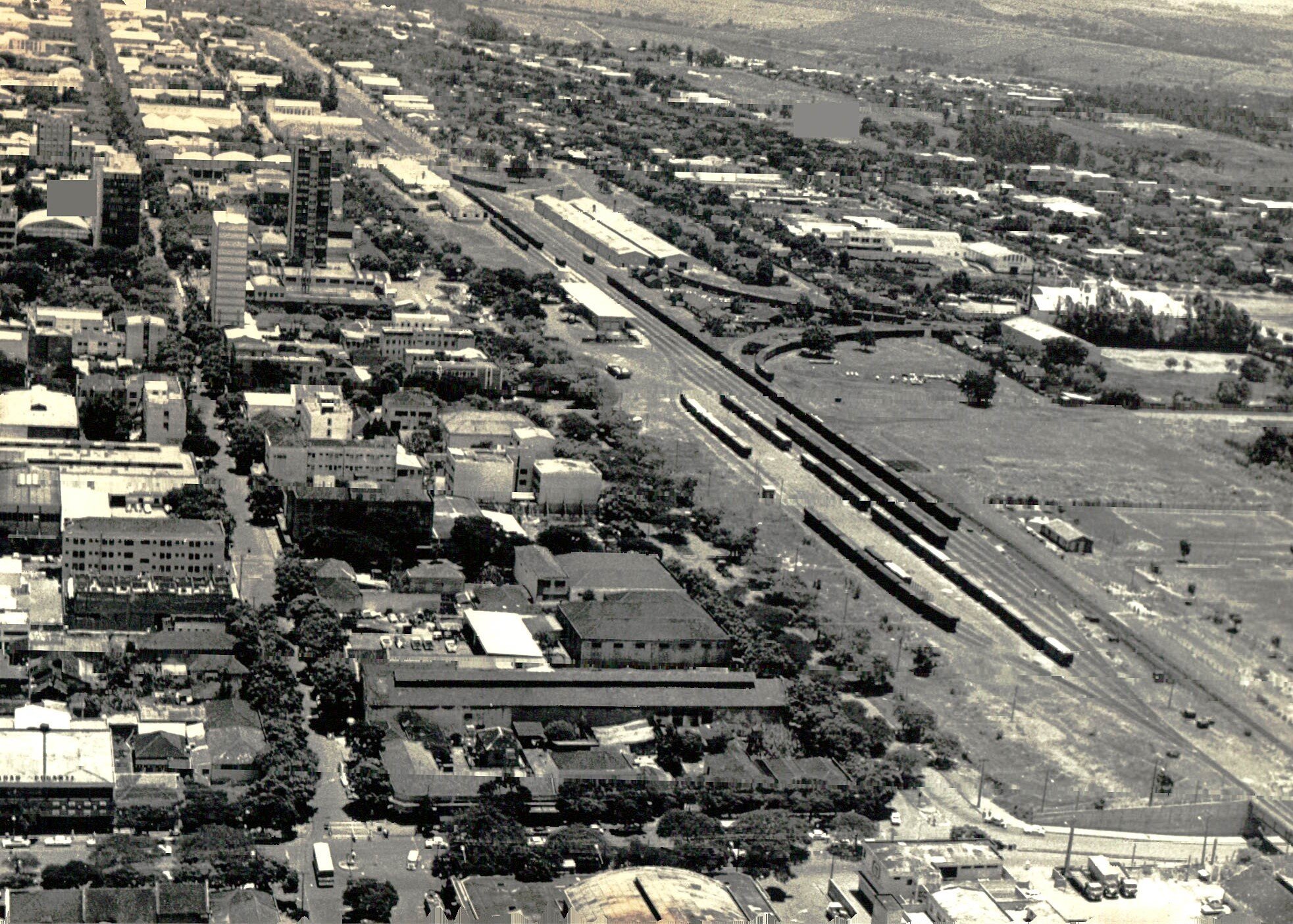 Vista aérea da região central - Década de 1970