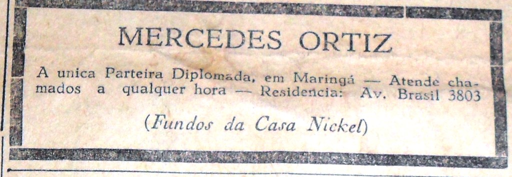 Parteira Mercedes Ortiz - Década de 1950