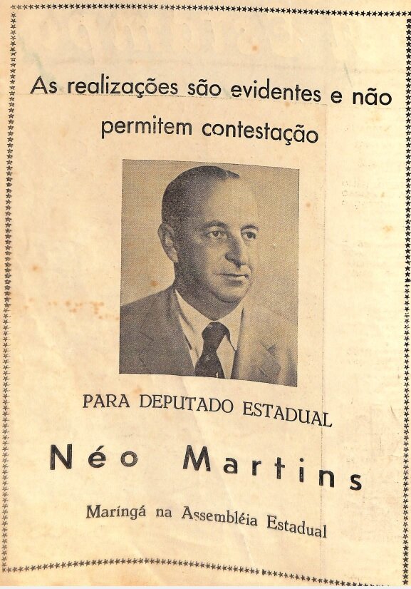 Propaganda eleitoral de Néo Alves Martins - 1958