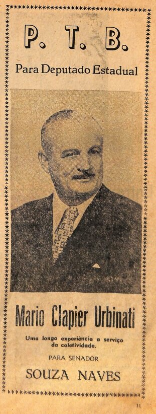 Propaganda Eleitoral de Mário Clapier Urbinati - 1958