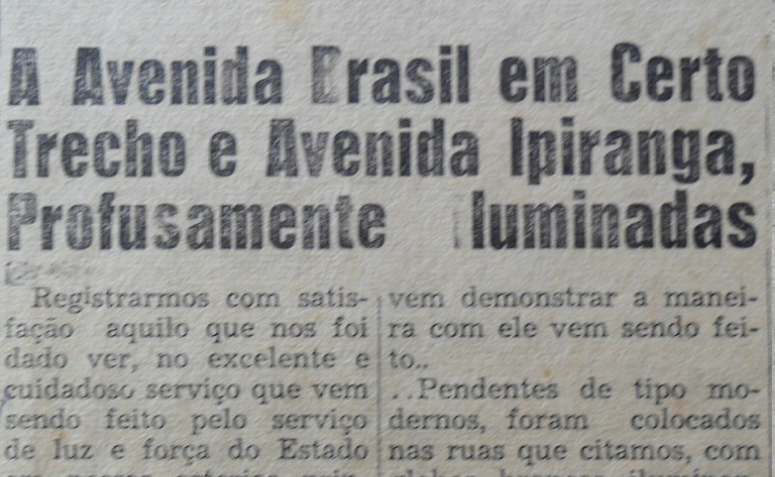 Nota - Instalação de postes de luz na Avenidas Ipiranga e Brasil