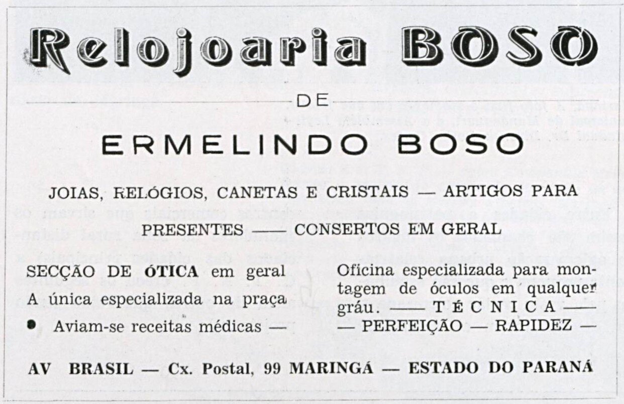 Anúncio da Relojoaria Boso - 1952