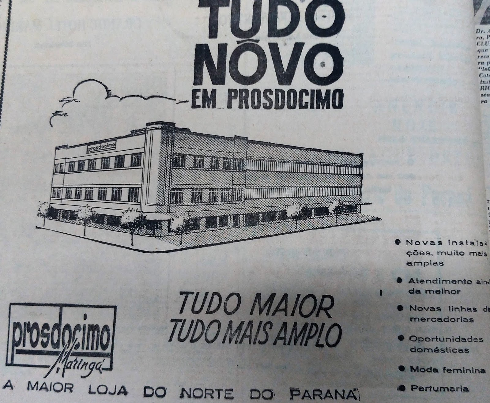 Anúncio da Prosdócimo - Outubro de 1962