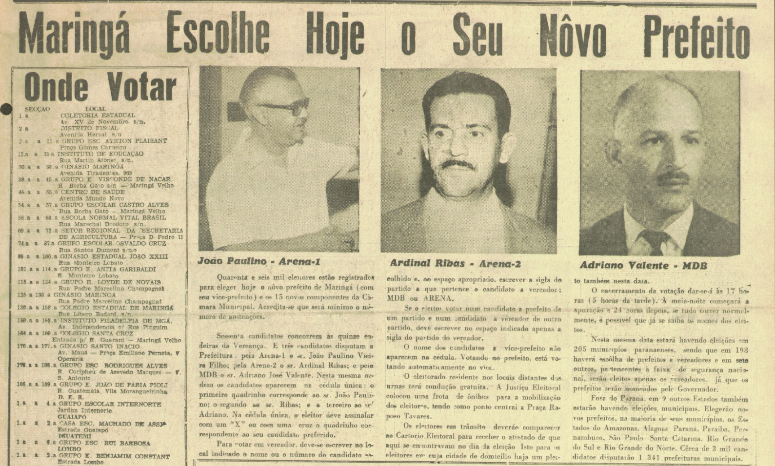Maringá escolhe seus representantes políticos - 1968