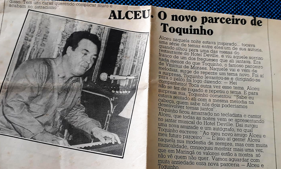 Toquinho e Alceu no restaurante do Hotel Deville - Anos 1980