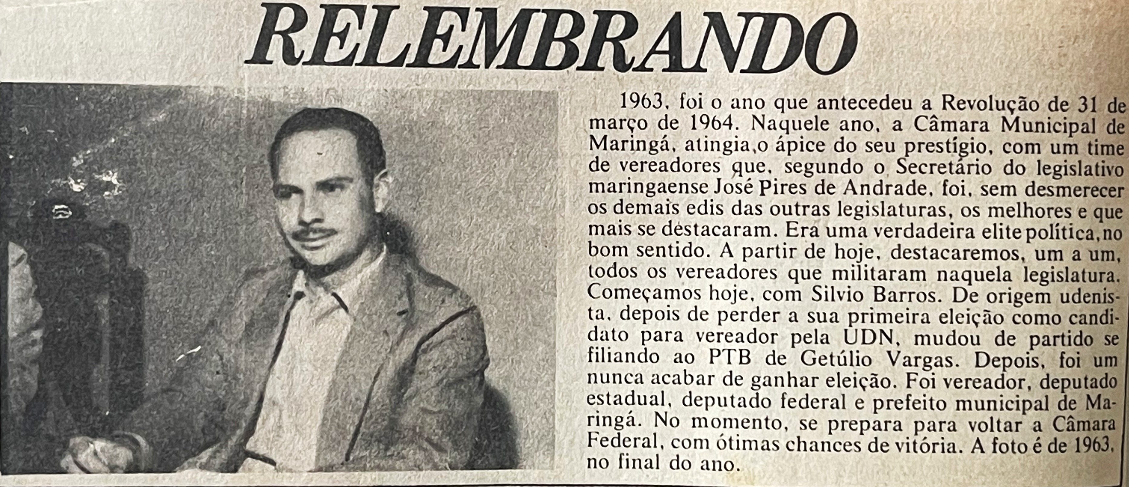 Silvio Barros sendo relembrado - Final dos anos 1970