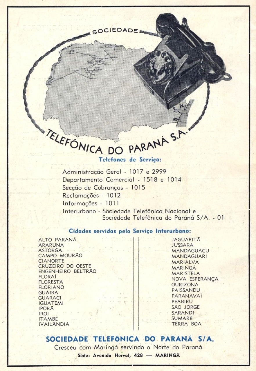 Anúncio da Sociedade Telefônica do Paraná S/A - Anos 1960