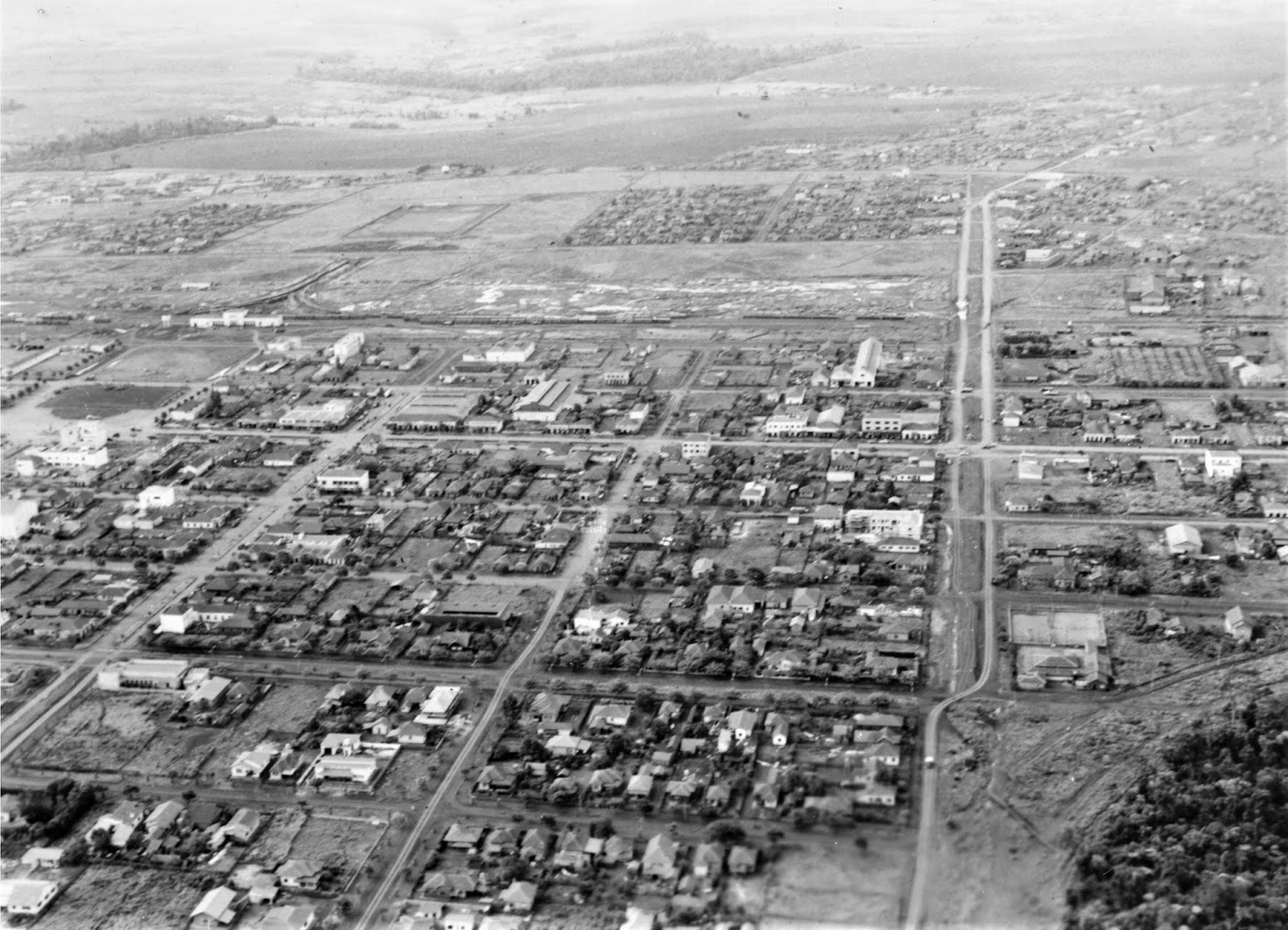Vista aérea do Centro - Década de 1950