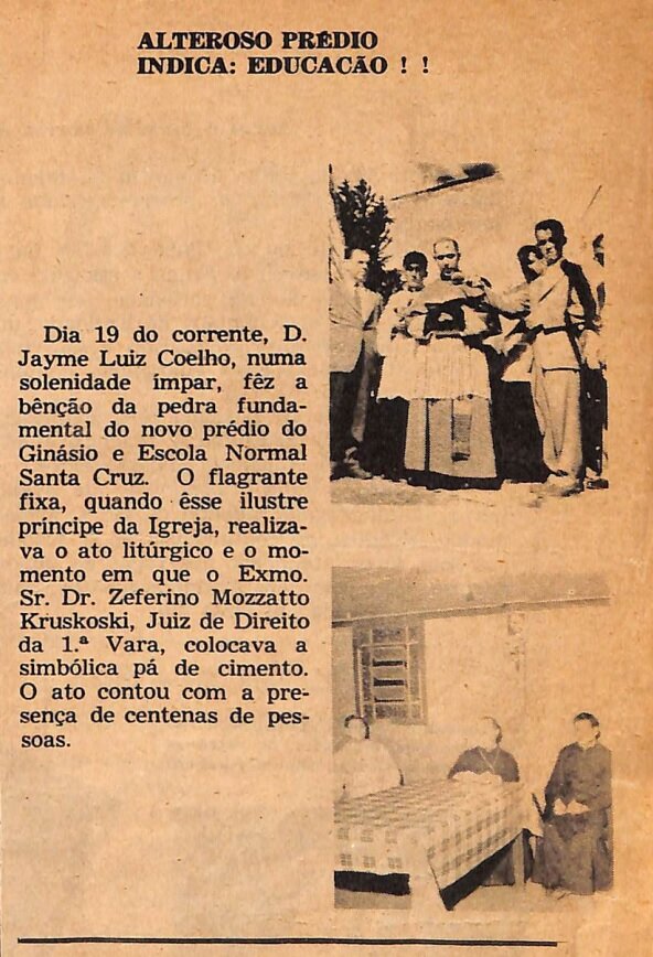 Lançamento da Pedra Fundamental do Colégio Santa Cruz - 1958