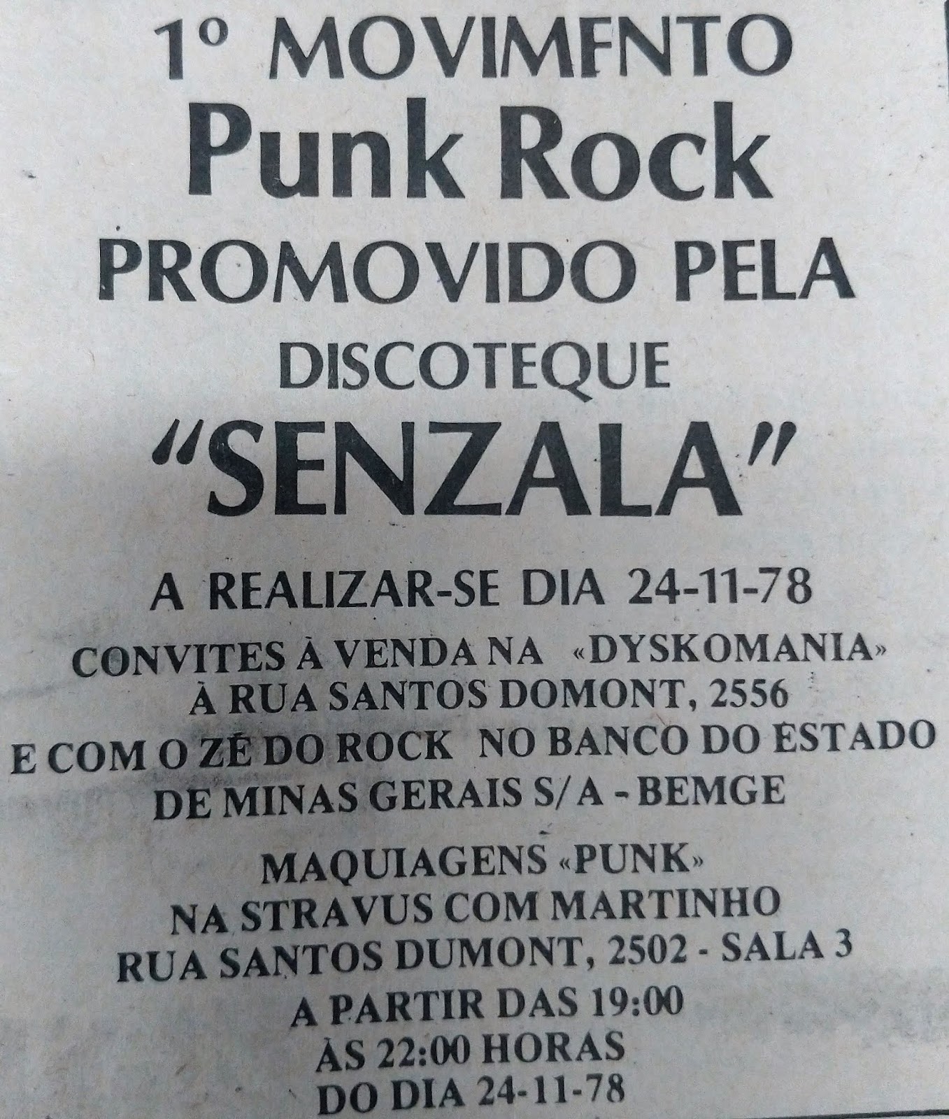 1º Movimento Punk - Novembro de 1978
