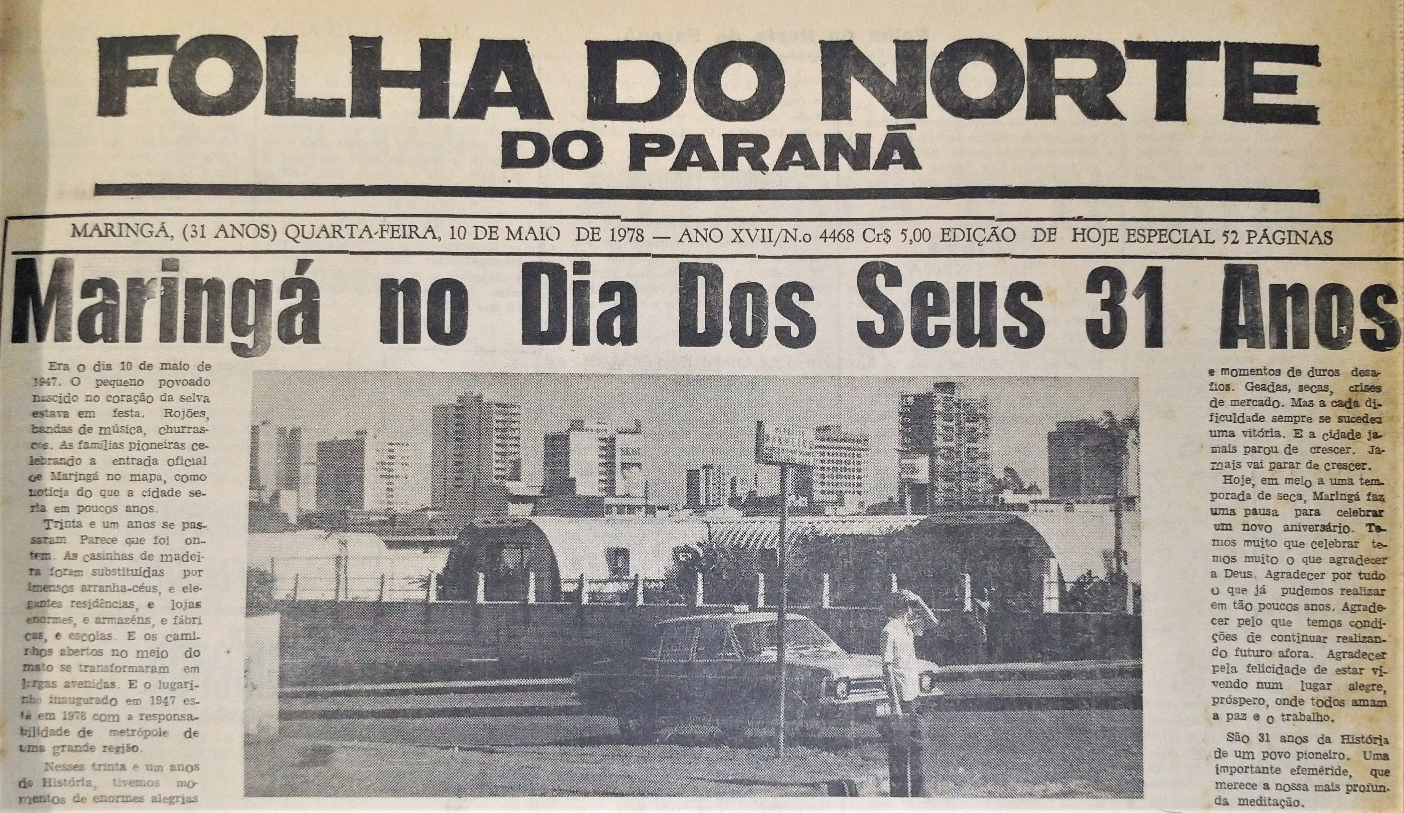 Maringá no dia de seus 31 anos - 1978