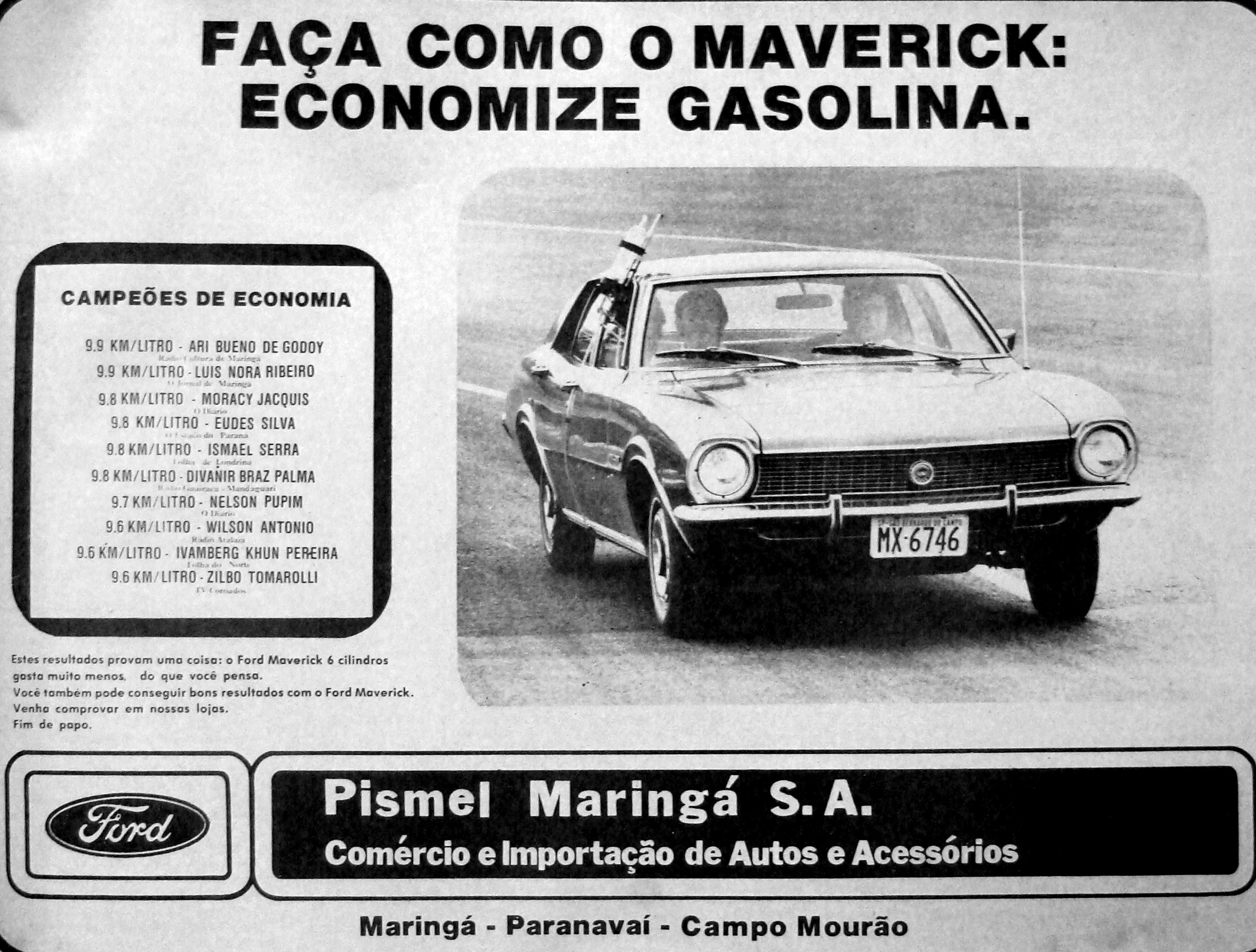 Anúncio da Pismel Maringá - 1974
