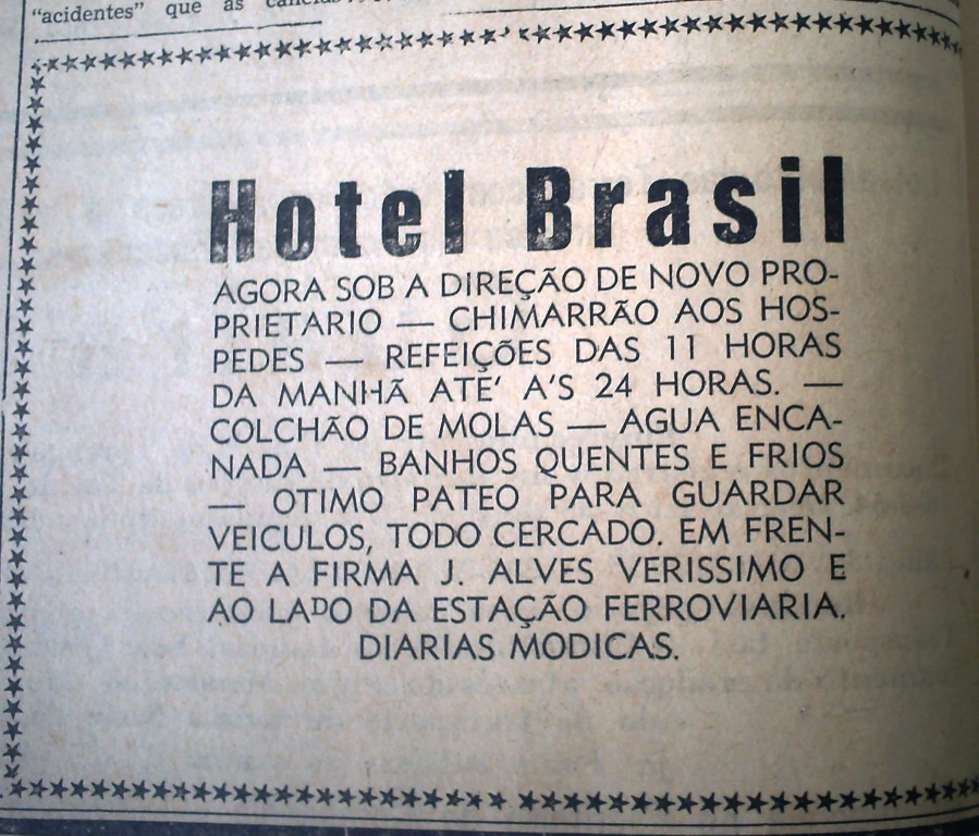 Anúncio - Hotel Brasil - Década de 1950