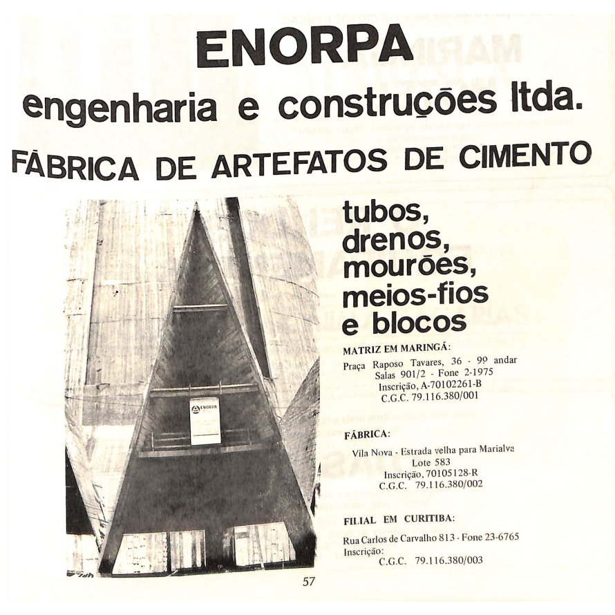 Publicidade da Enorpa - 1972