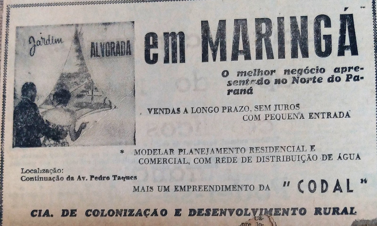 Anúncio sobre o Jardim Alvorada - 1962