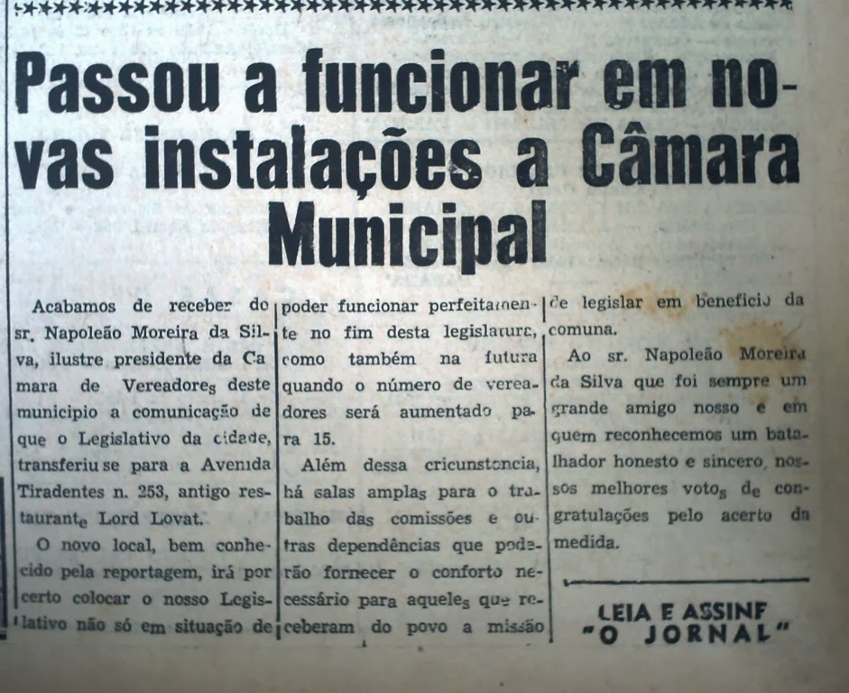 Câmara Municipal em novas instalações - 1956