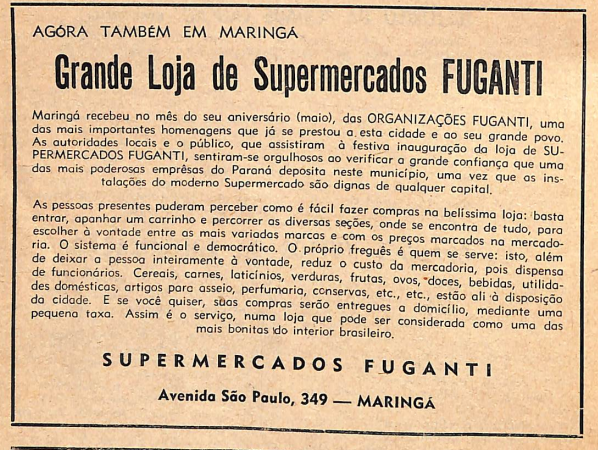 Anúncio do Supermercado Fuganti - 1966