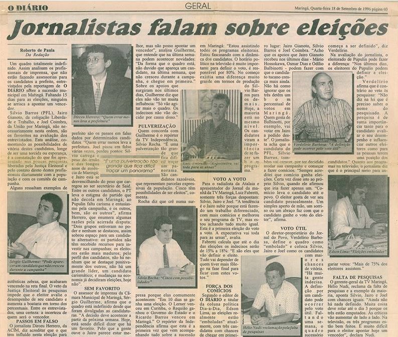 Jornalistas analisam os candidatos - 1996