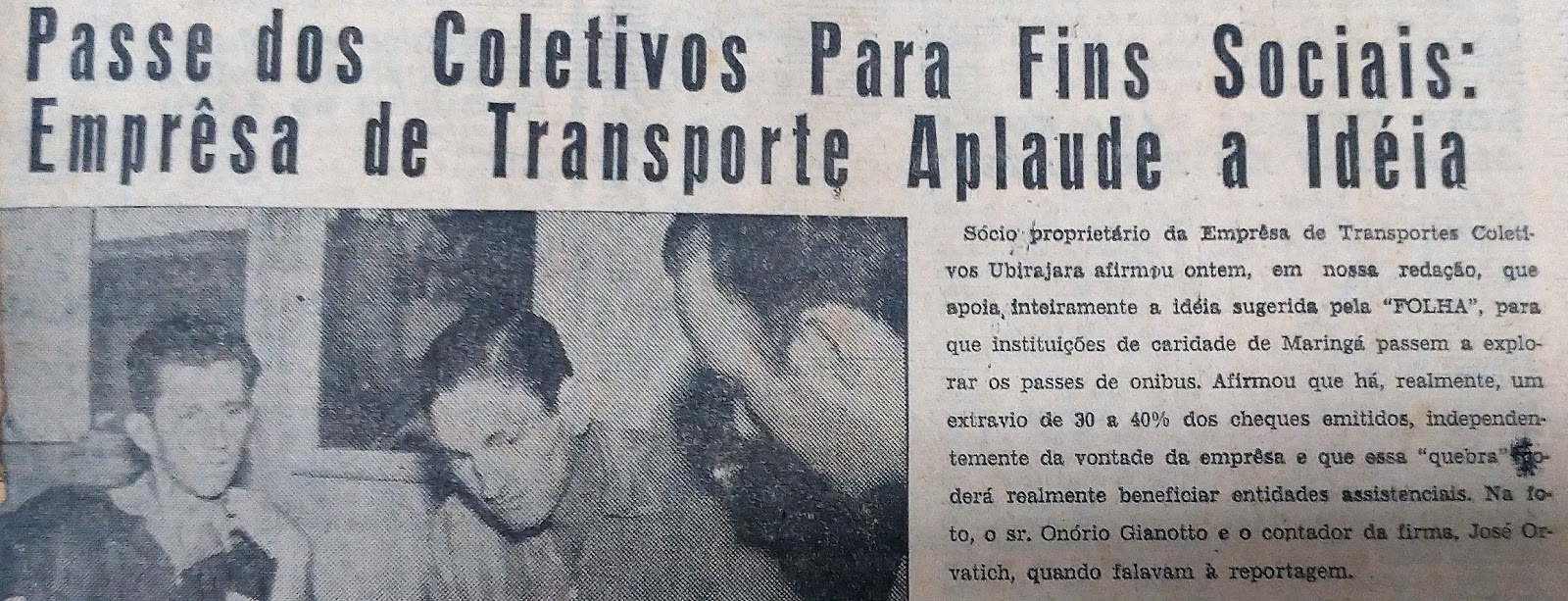 Transporte público com fins sociais - 1962