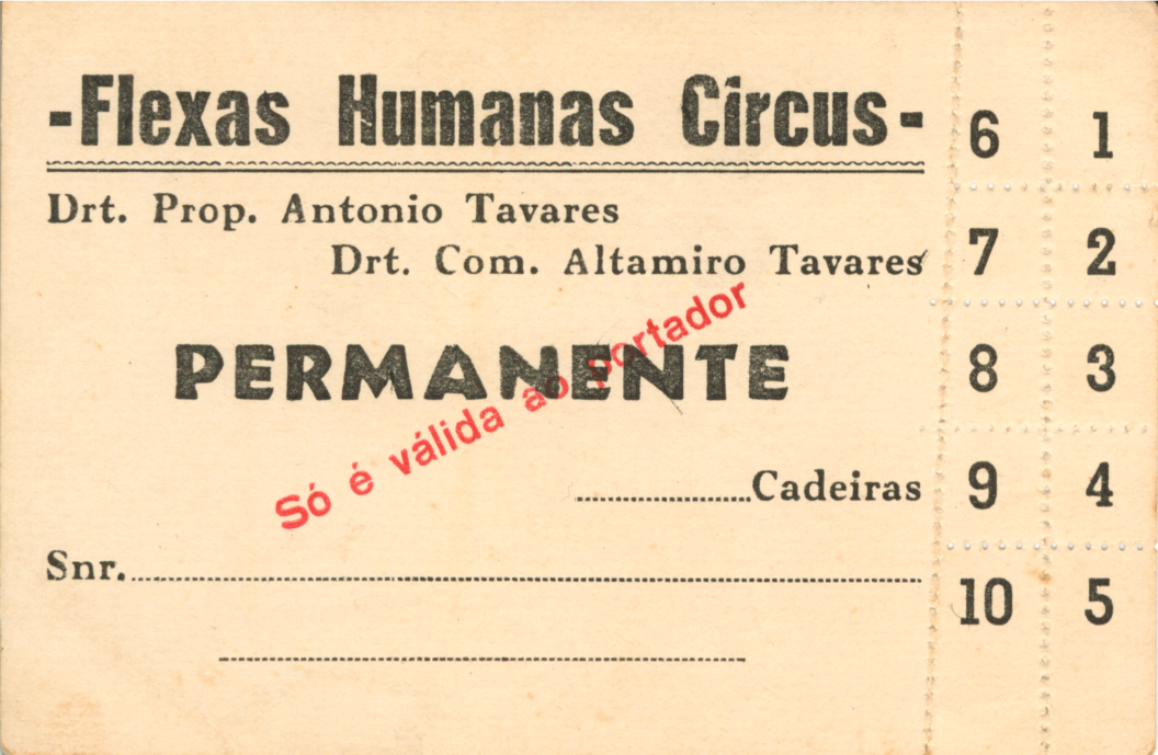 Ingresso do Flexas Humanas Circus - Década de 1950